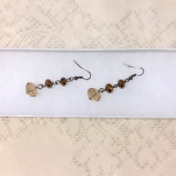 NEW Handcrafted Tan Brown Beads Drop Earrings Women Fashion Jewelry Gifts - Picture 2 of 3